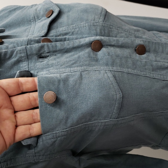 Faherty Corduroy Button Up Long Sleeve Blue Mini Dress Women's Size XS - Picture 3 of 13